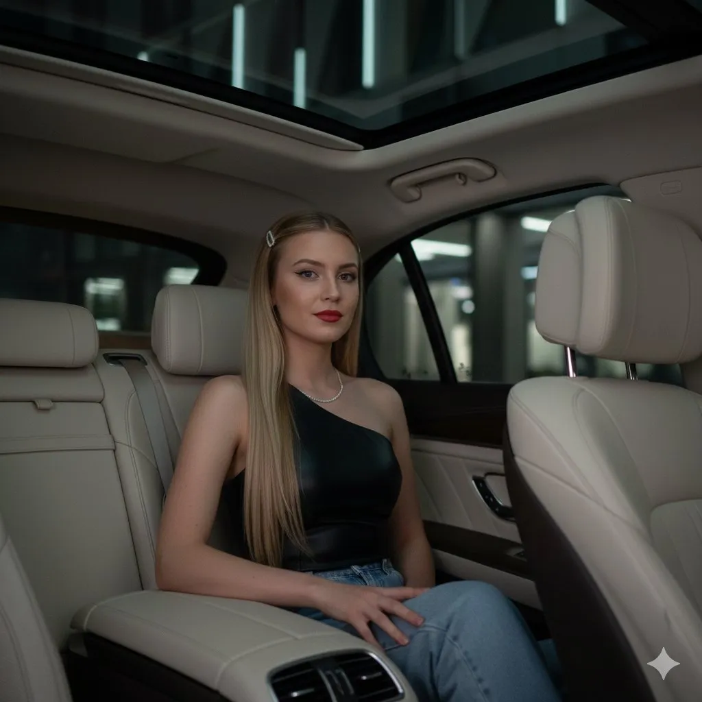 Makeup And Necklace In Car Portrait