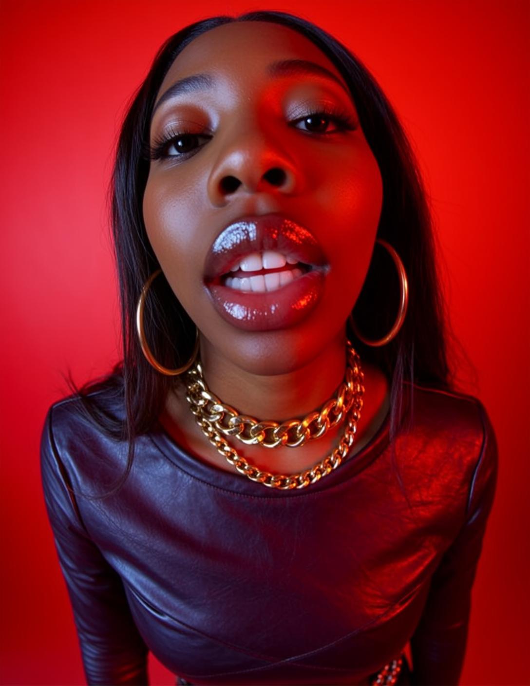 Purple Leather Top Studio Look