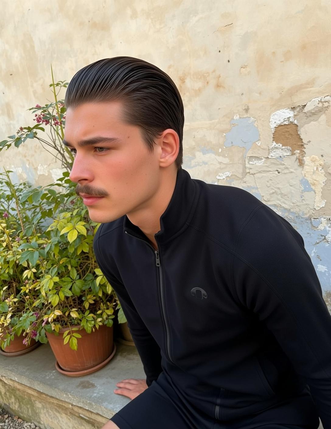 Young Dark Slicked Back Fair Slight Tan