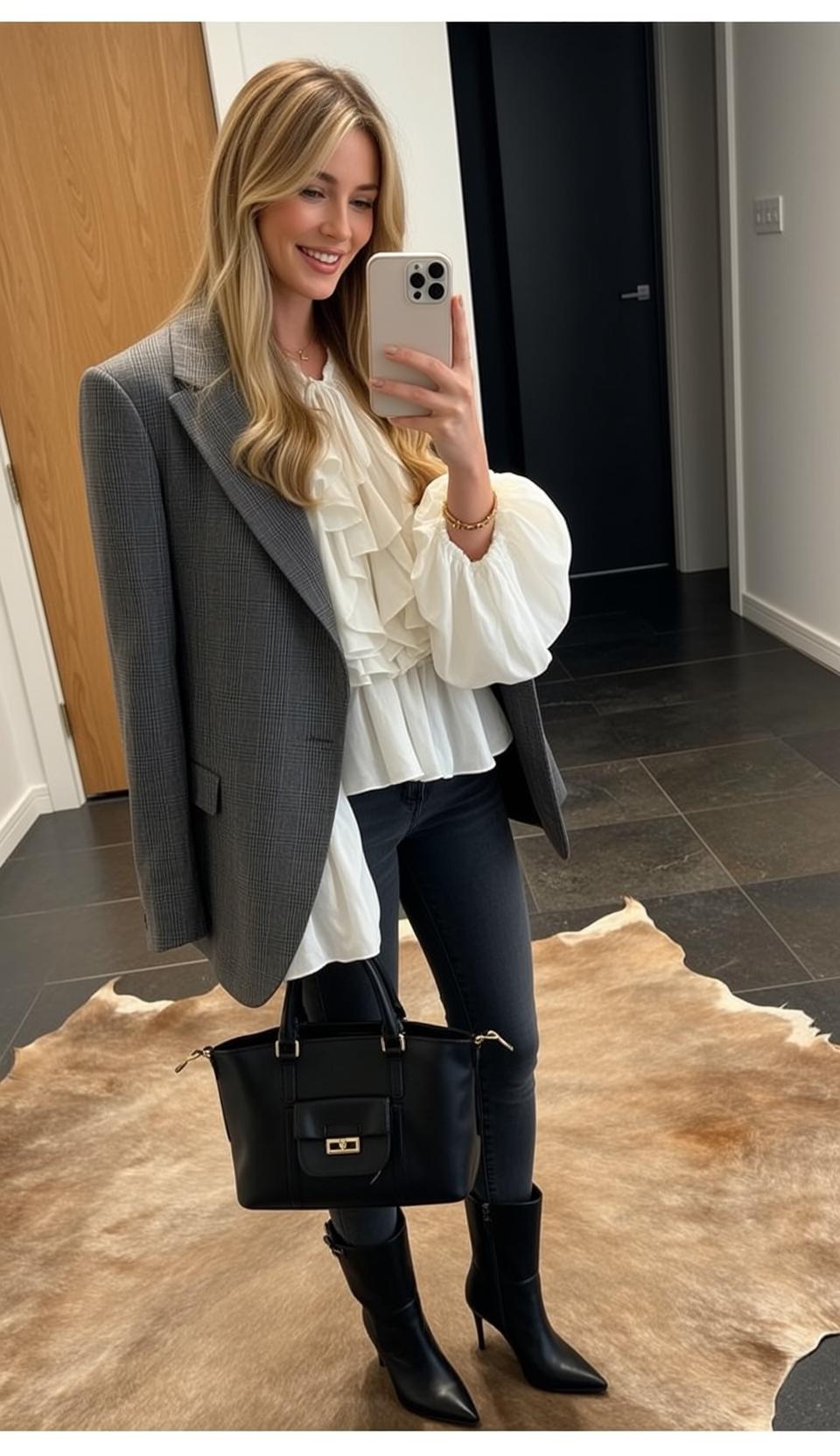 Plaid Blazer Hallway Selfie