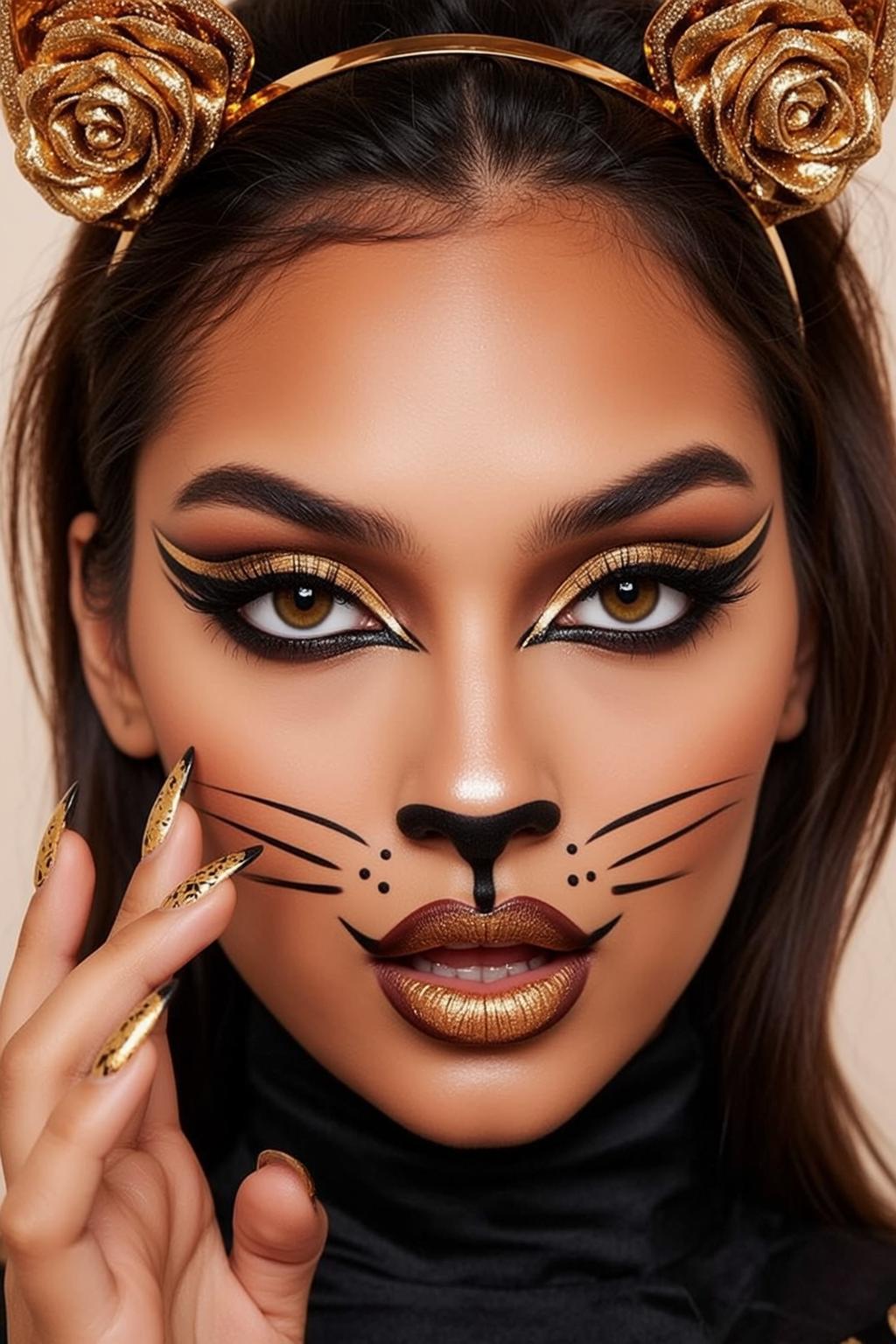 Halloween Makeup Young Dark Brown Long Tan