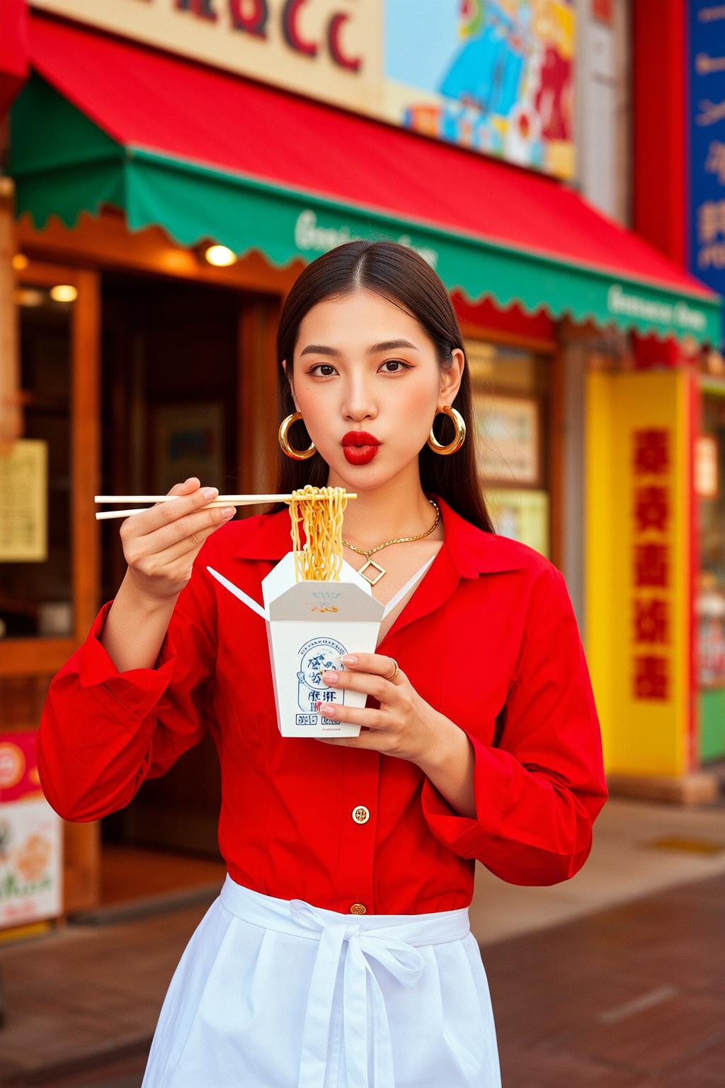 Takeout Noodles Street Portrait