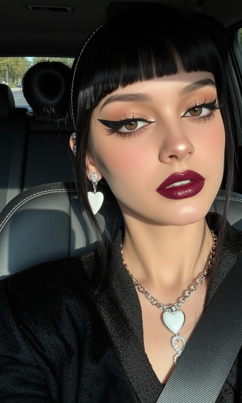 Halloween Makeup Young Black Bangs Dark Hair