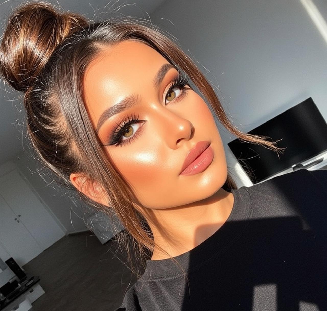 Makeup Captured Close-up Head-and-shoulders Angled Slightly Her
