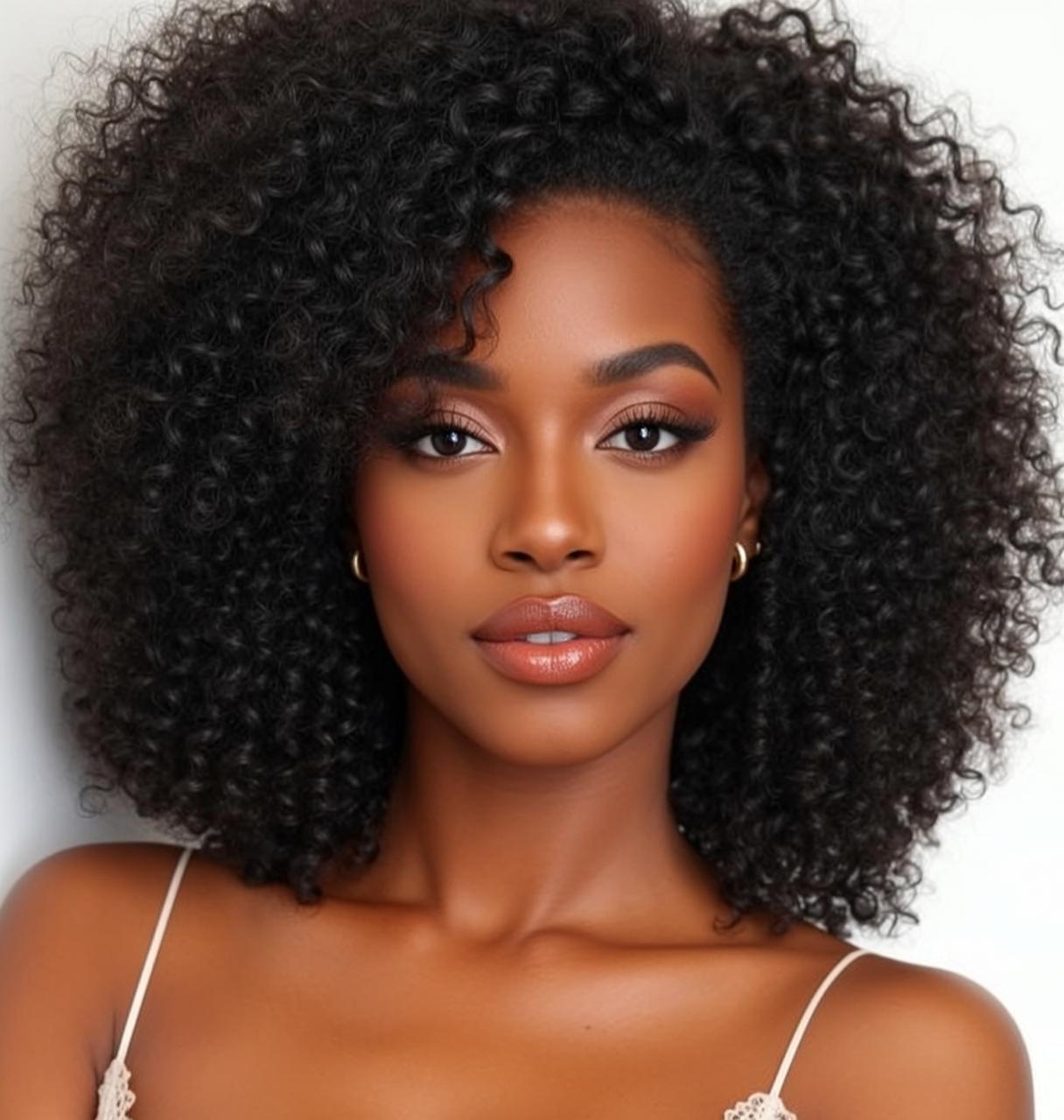 Black Woman Gold Hoops White Camisole Studio
