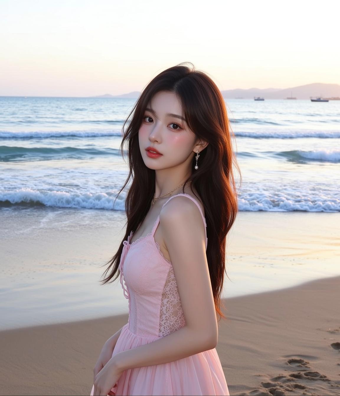 Pink Camisole Beach Sunset Look