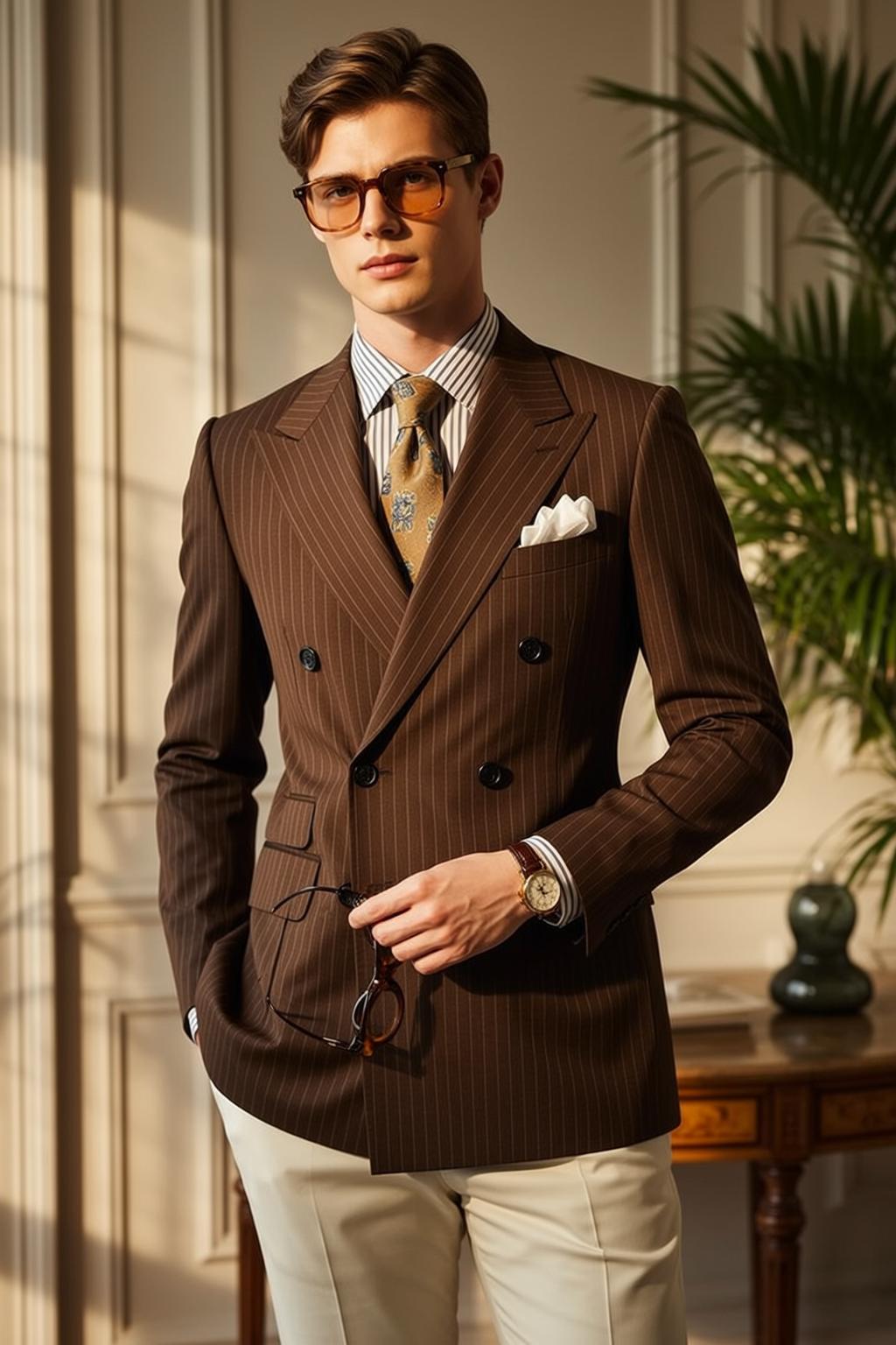 Young Brown Styled Fair White Dress Shirt