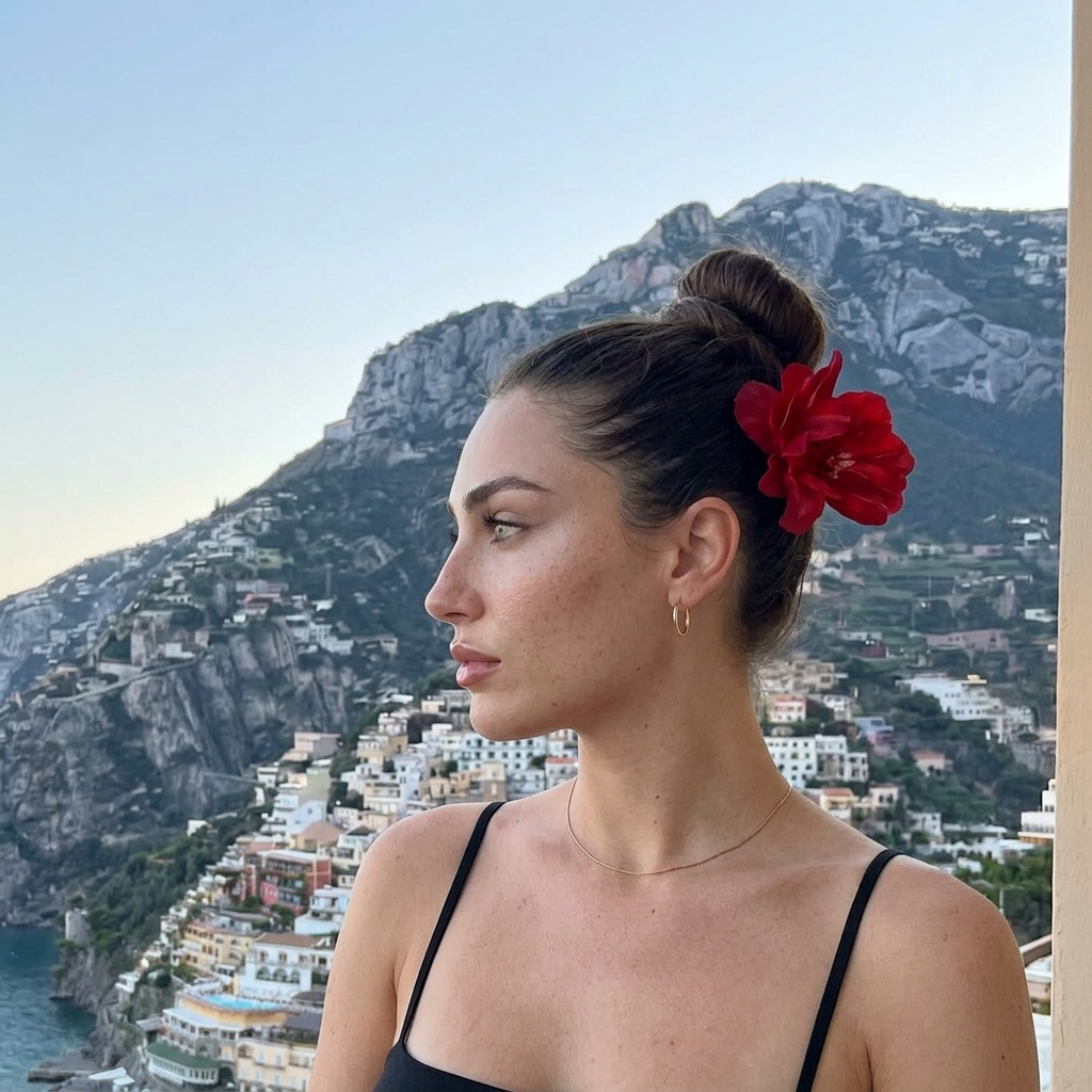 Mountain Town Profile Soft Light Red Flower Hair