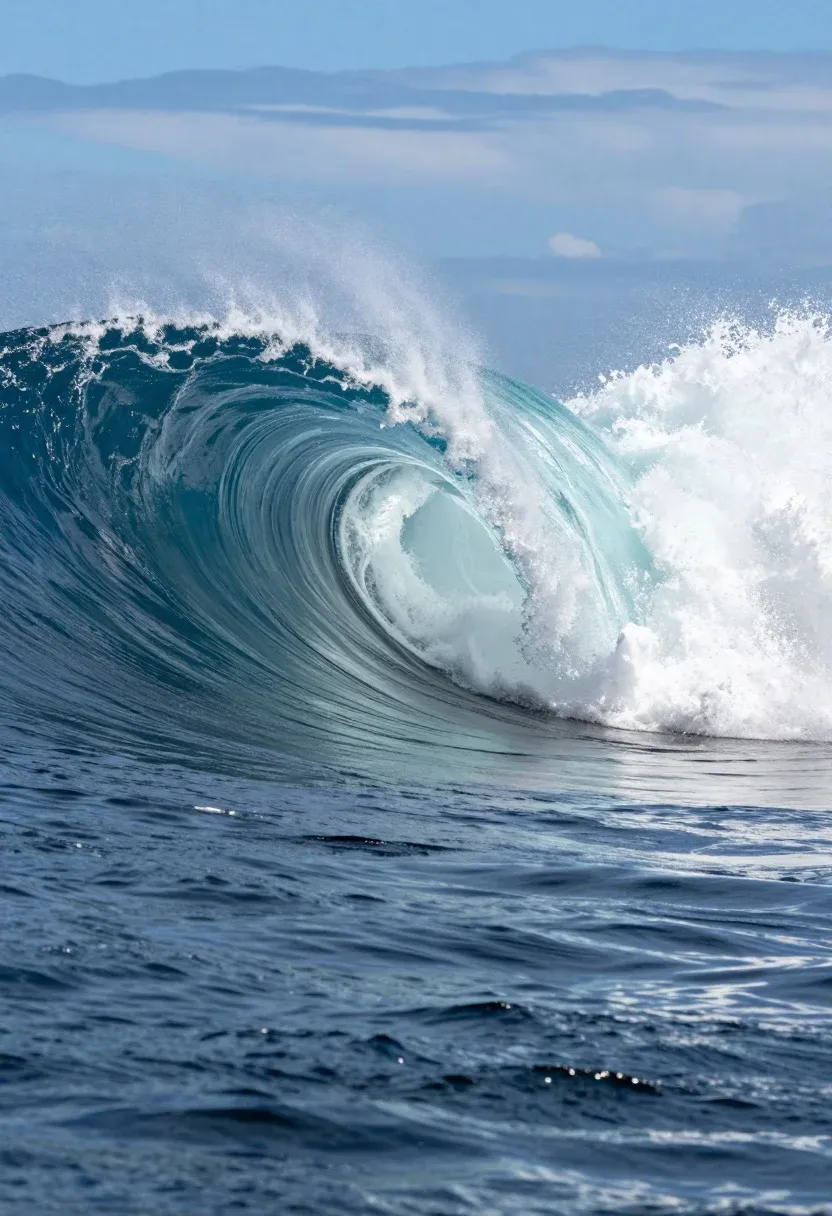 Massive Ocean Wave Curls Into Perfect Barrel With White Foam