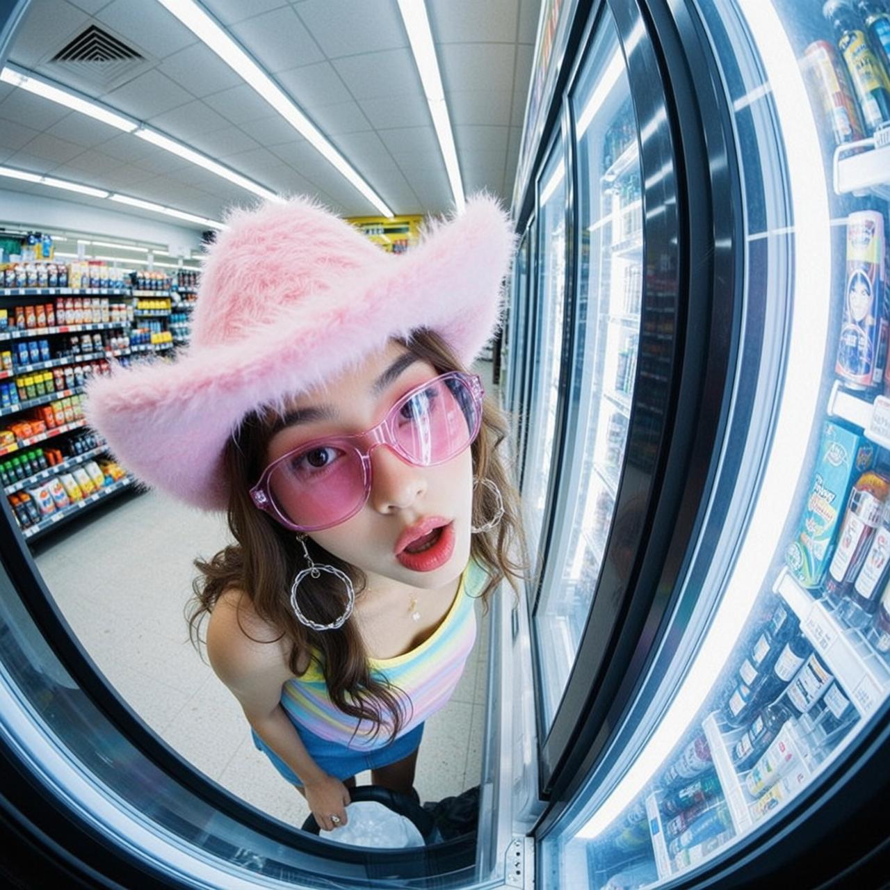 Fisheye Young Long Brown Wavy Light Rainbow