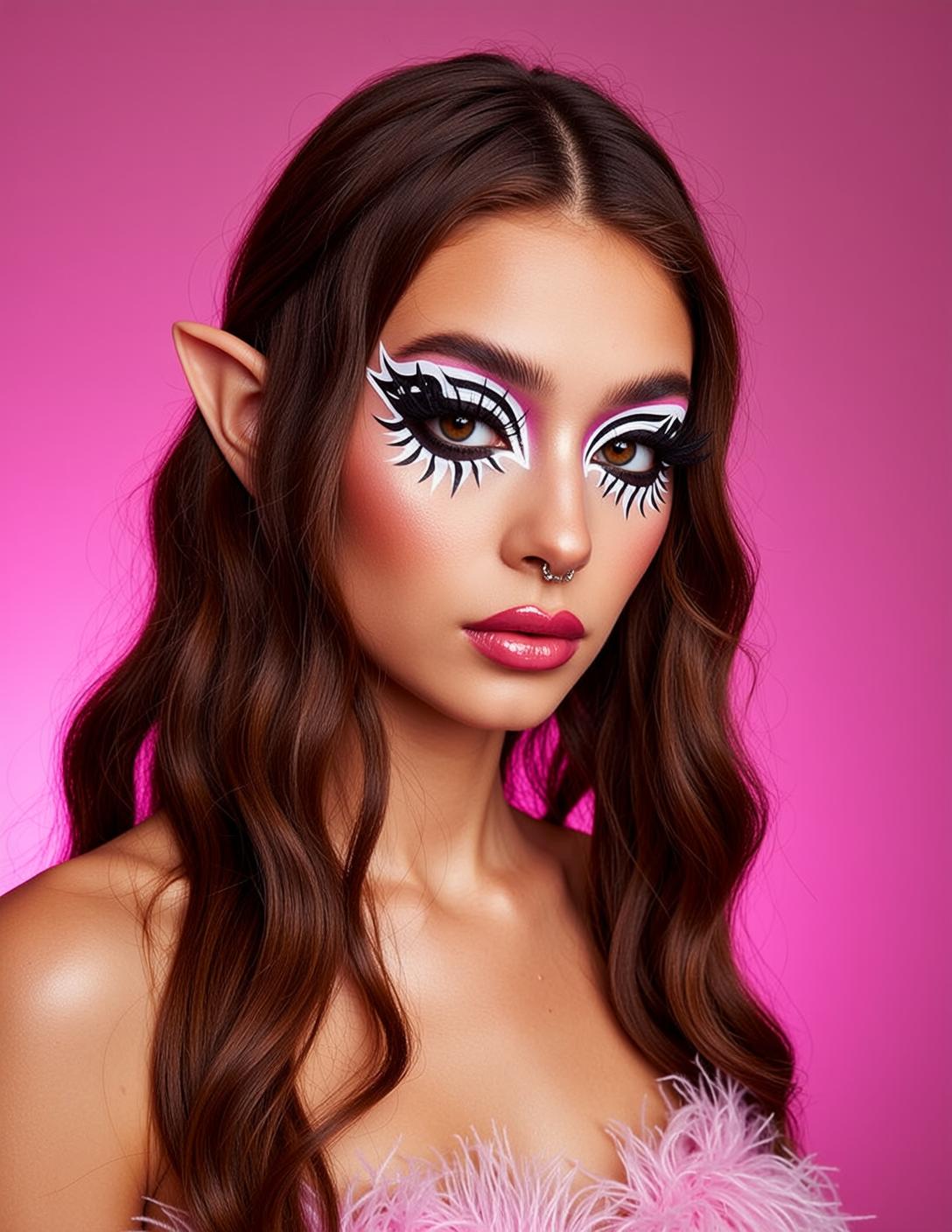 Makeup Posed Facing Her Head Slightly Tilted