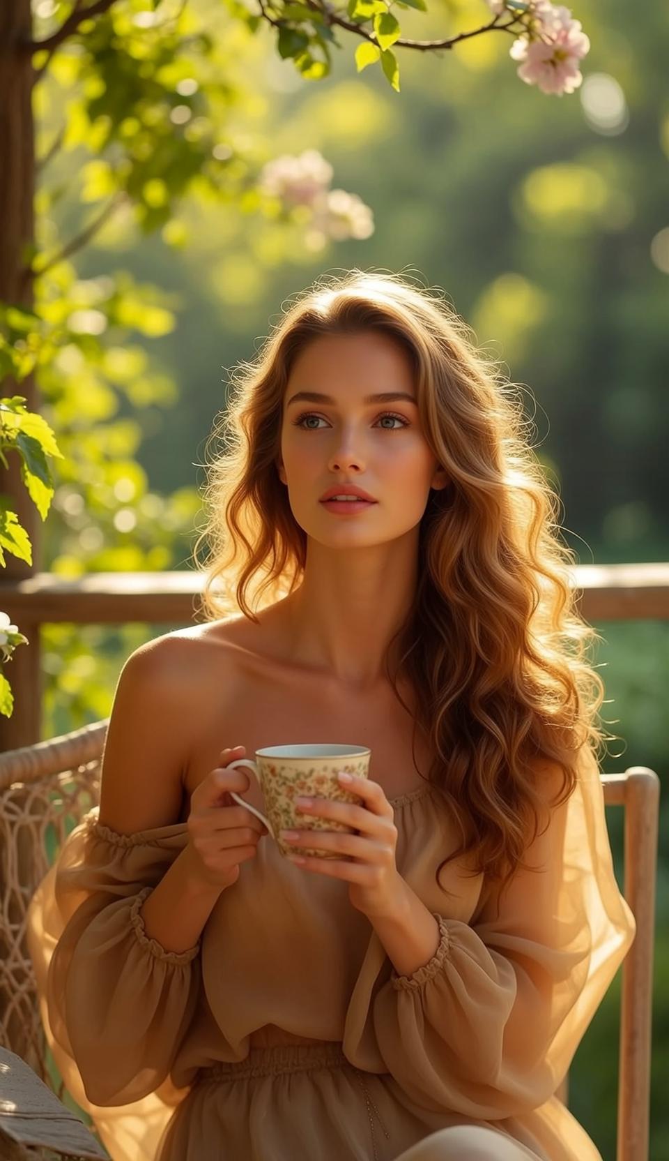 Luxury Young Long Wavy Blonde Fair Off-the-shoulder
