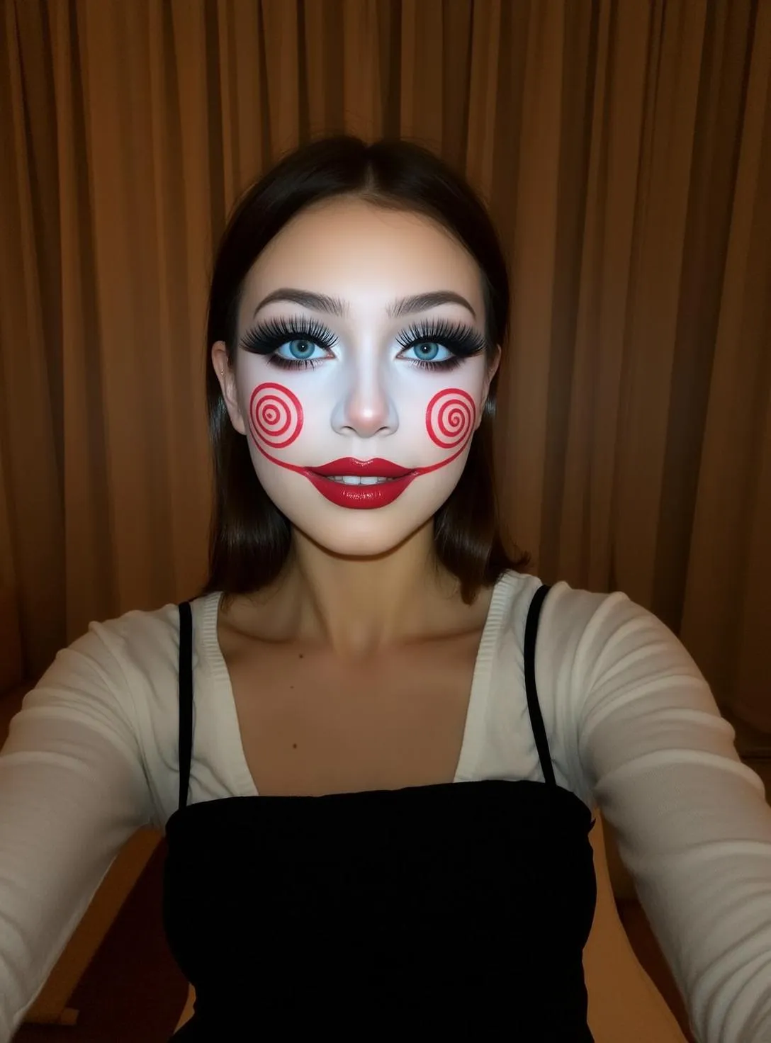Halloween Makeup Young Dark Brown Long Pale