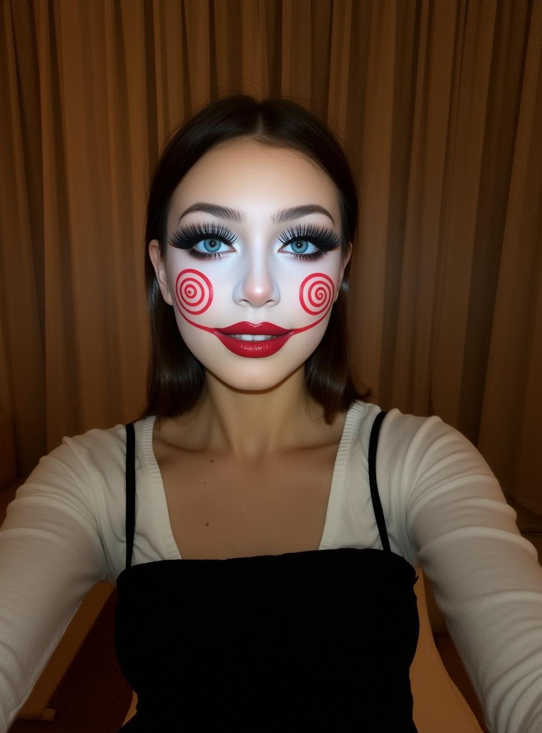 Halloween Makeup Young Dark Brown Long Pale