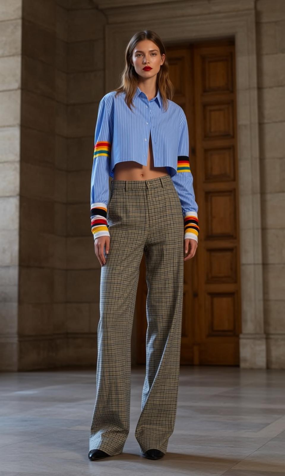 Striped Shirt Plaid Pants Neutral Pose