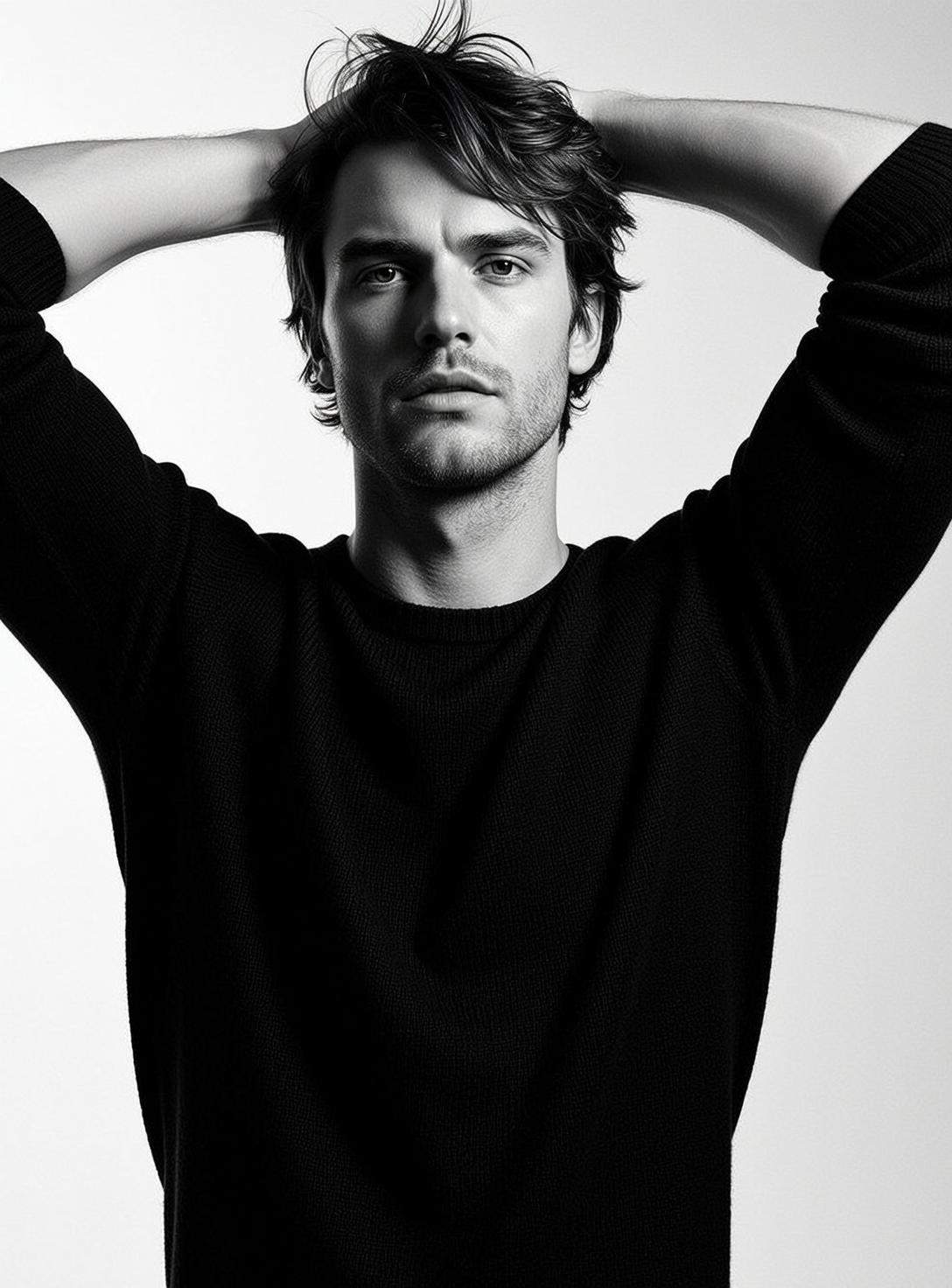 Medium Shot Portrait Orientation Captures Handsome Man With Tousled Dark