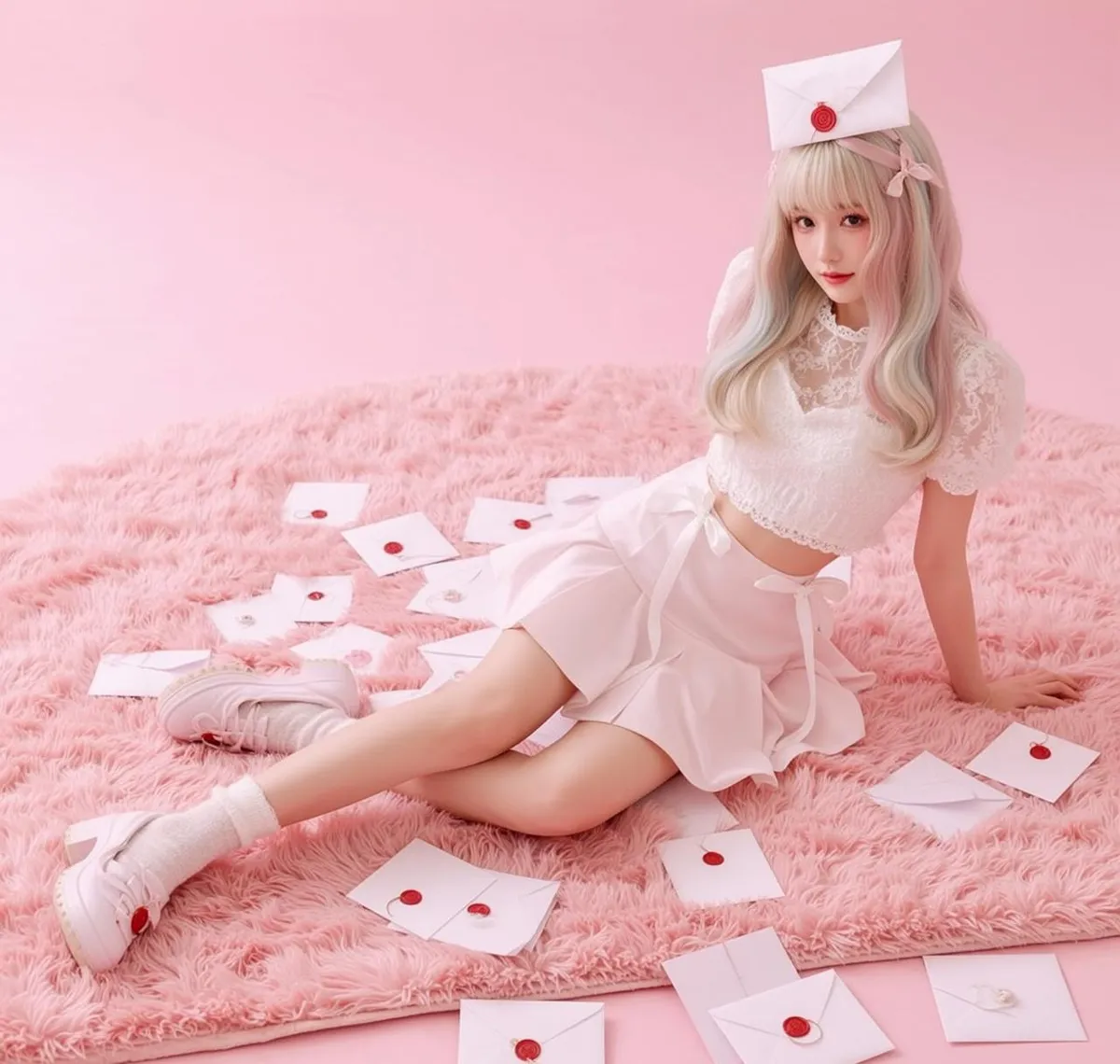 Pink Nurse Cap Shag Rug