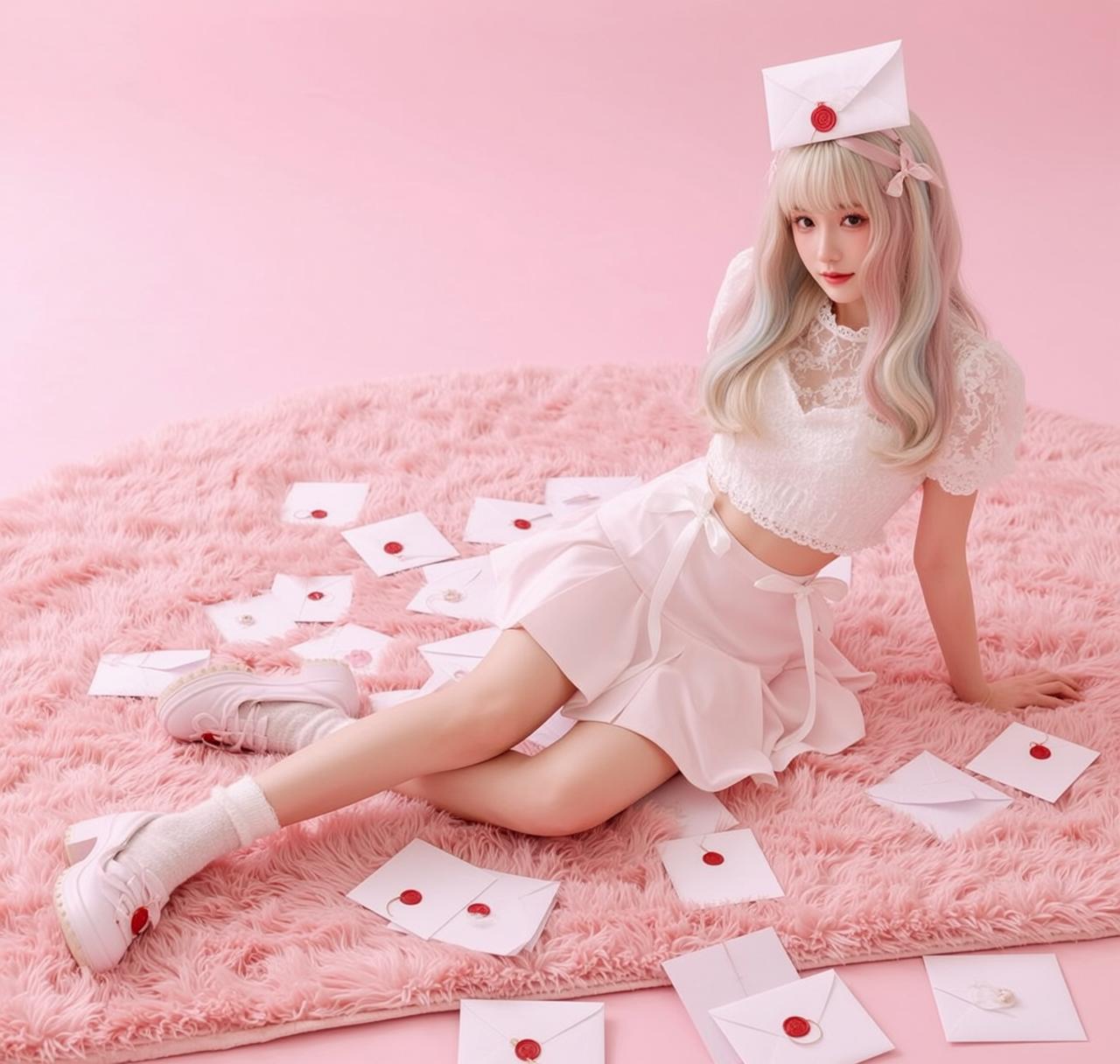 Pink Nurse Cap Shag Rug
