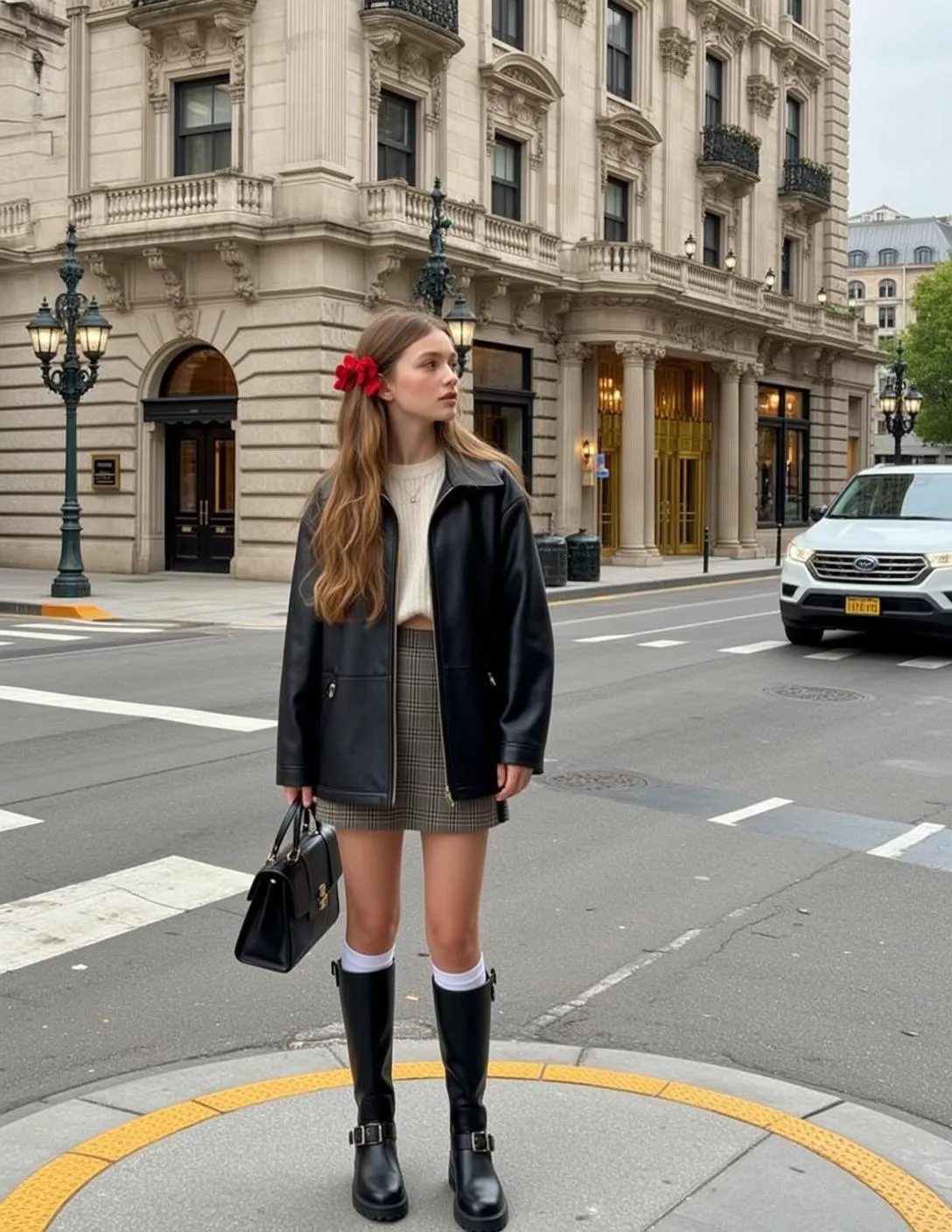 Leather Jacket Crosswalk Style