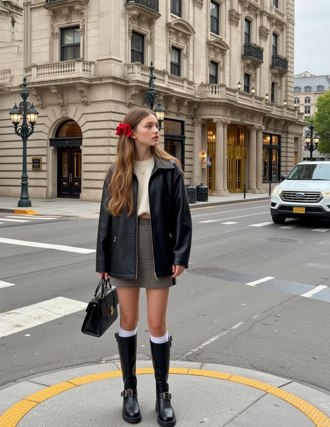 Leather Jacket Crosswalk Style