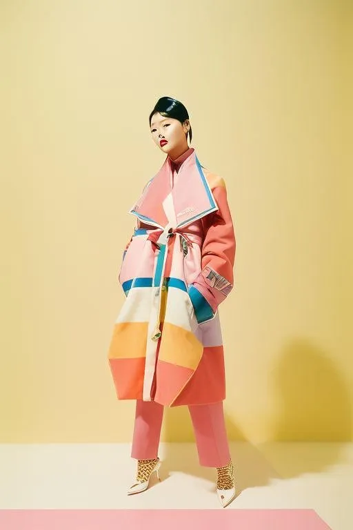 Full Body Studio Against Solid Pale Yellow Wall