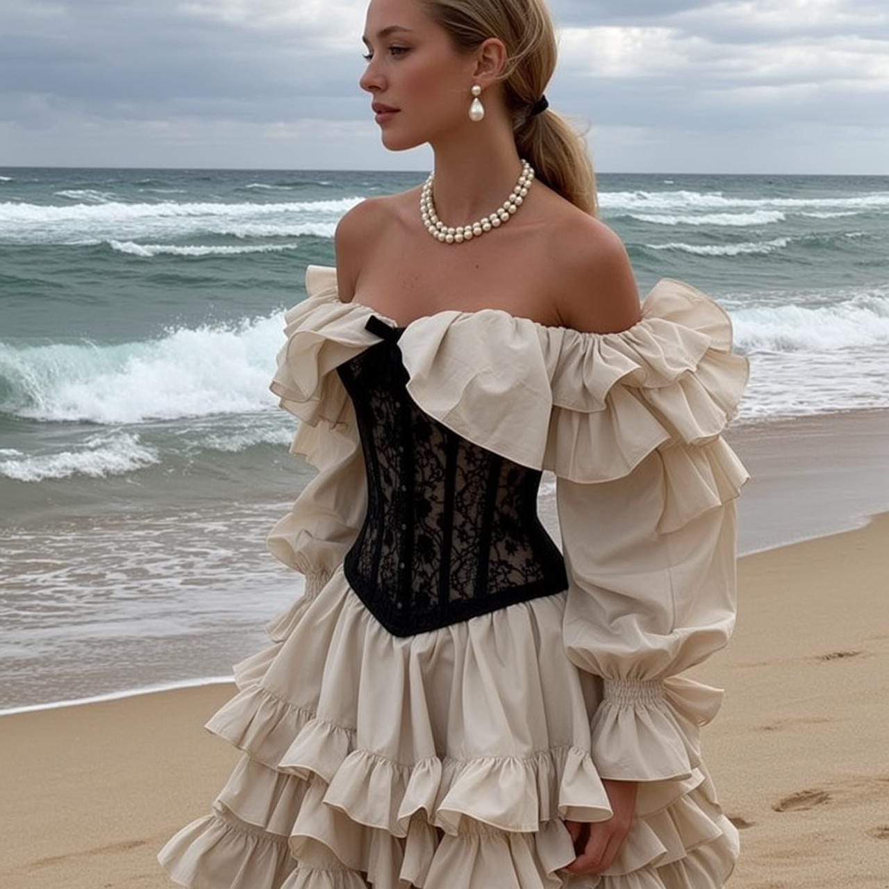Lace Corset Ruffle Skirt Portrait