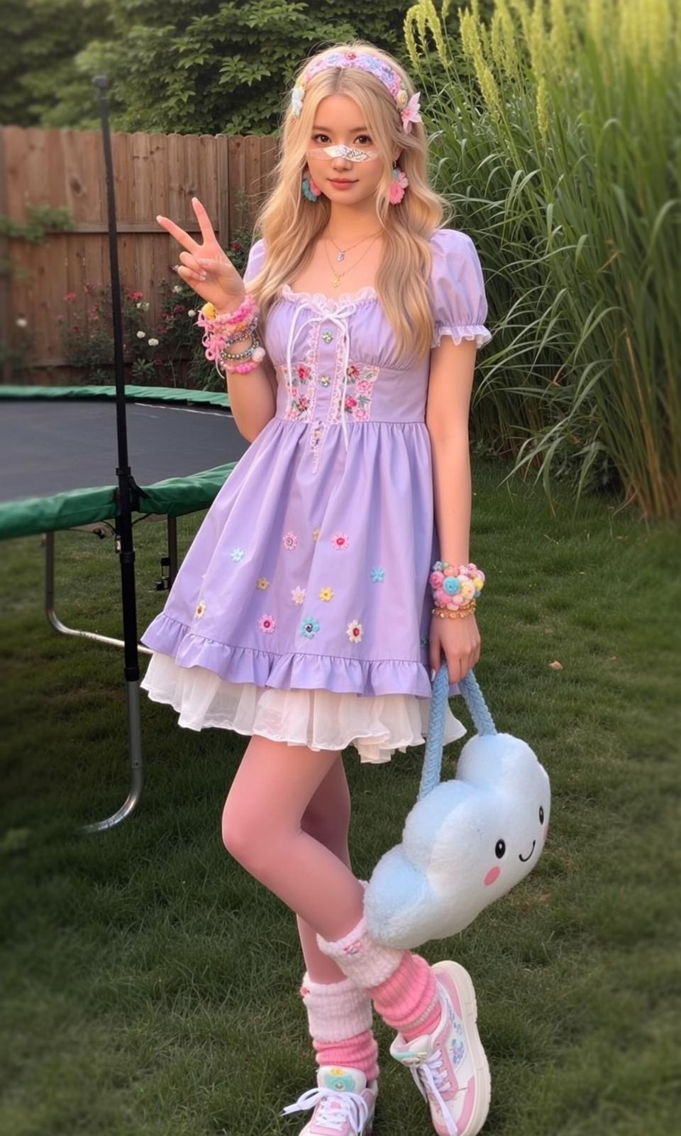 Purple Dress Backyard Peace Sign