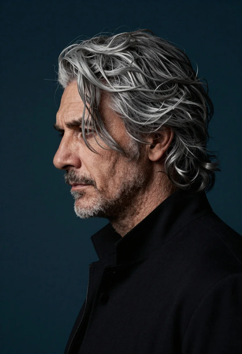 Photorealistic Cinematic Portrait Man Profile With Intense Texture And Depth reference photo