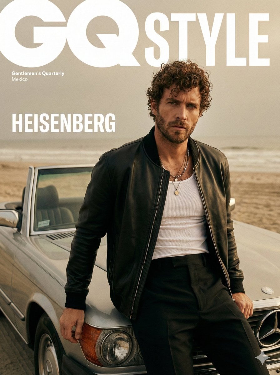 Male Model Vintage Convertible Hazy Beach Gq Style