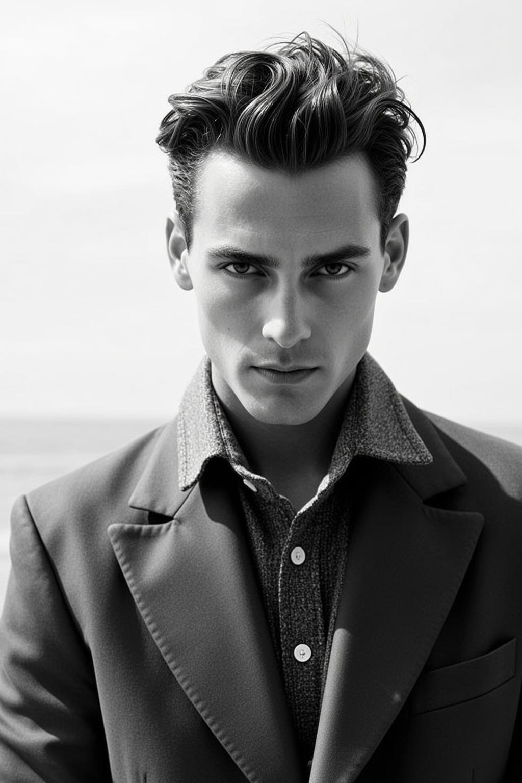 Head And Shoulders Medium Close-up Black And White Photorealistic Portrait