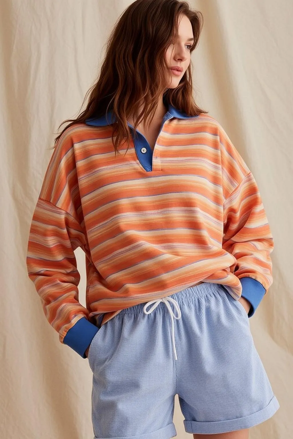 Autumn Young Long Wavy Brown Fair Long-sleeved