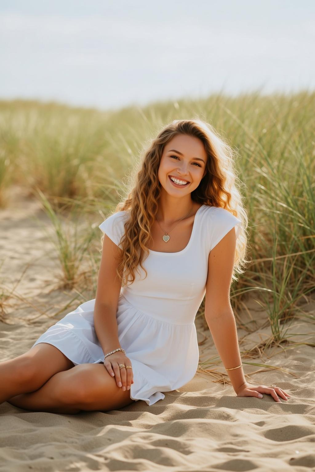 Explore Young Seated Sandy Beach Her Body