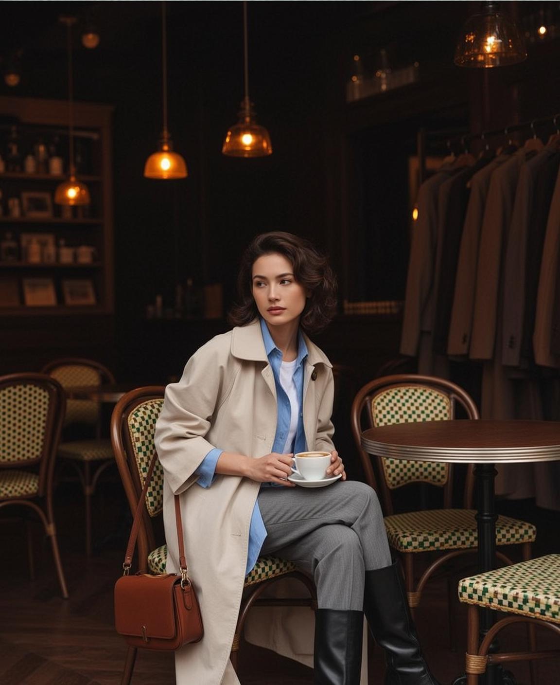 Trench Coat Cafe Portrait