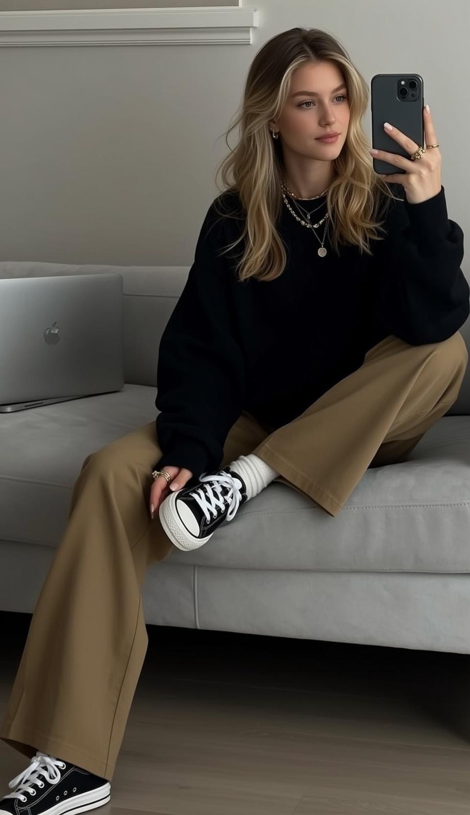 Casual Young Long Wavy Blonde Hair Highlights
