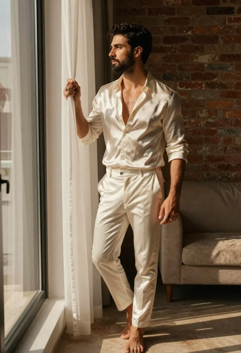 Polished Studio Portrait Handsome Man With Dark Hair And Beard reference photo