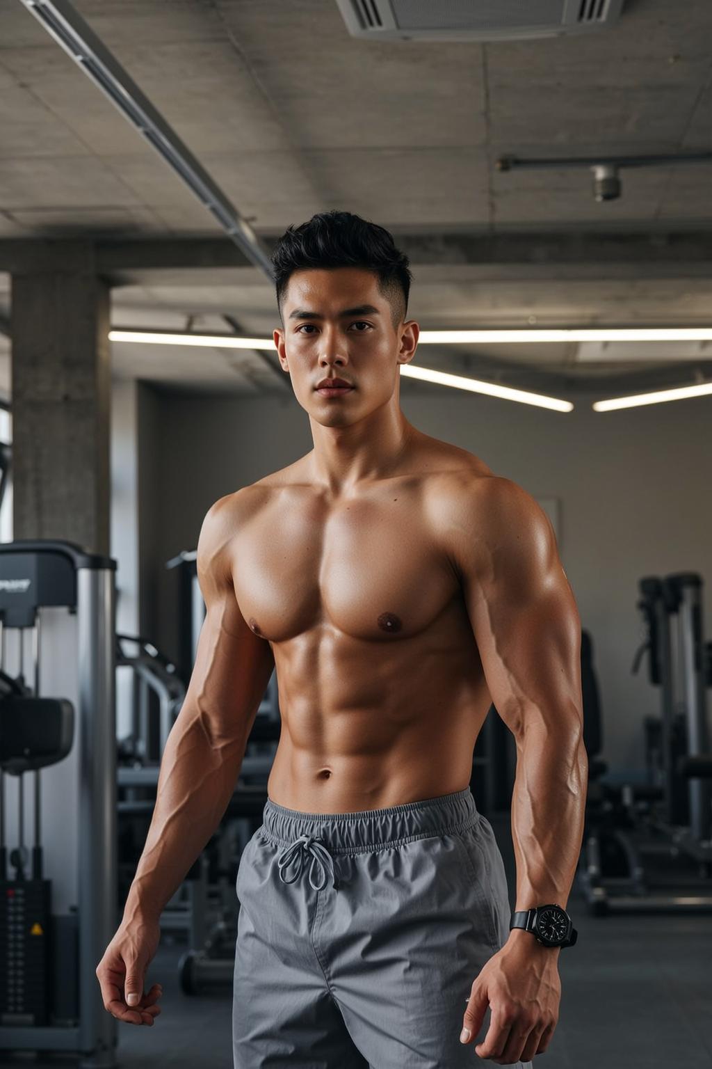 Grey Shorts Gym Portrait