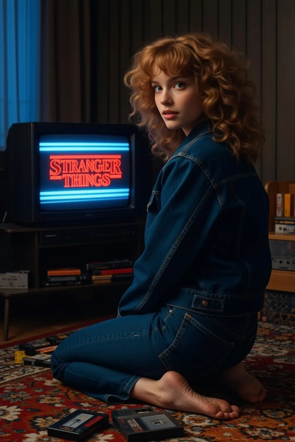 Denim Jacket TV Glow Pose