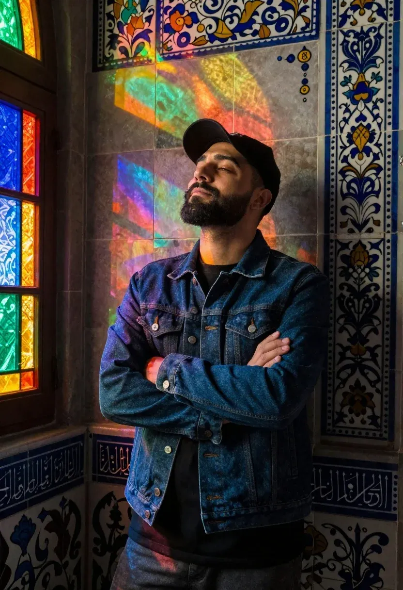Medium Shot Bearded Man Standing With His Arms Crossed Front