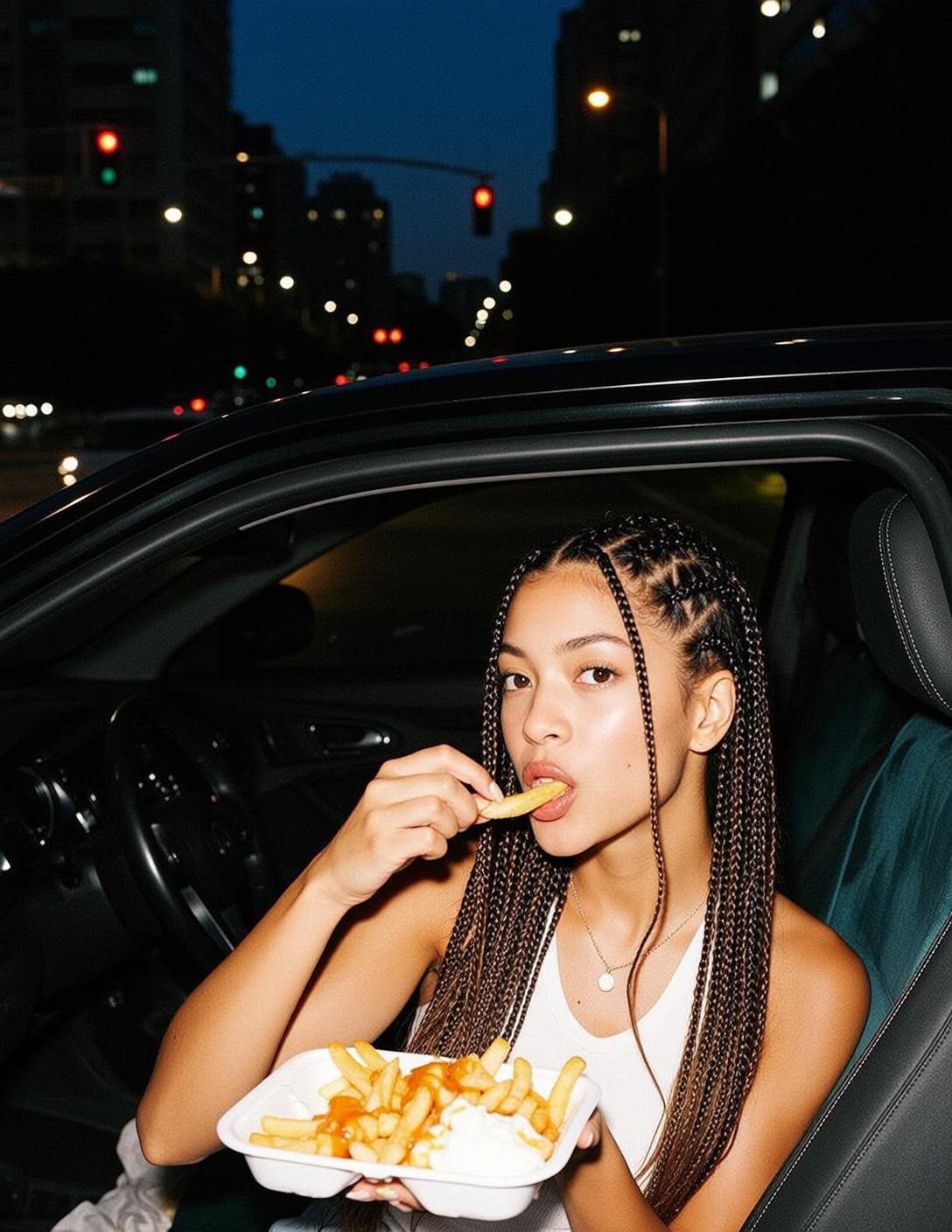 Explore Young Seated Driver Seat Car Night