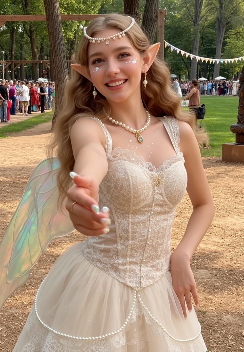Fairycore Young Pointed Ears Long Wavy Blonde