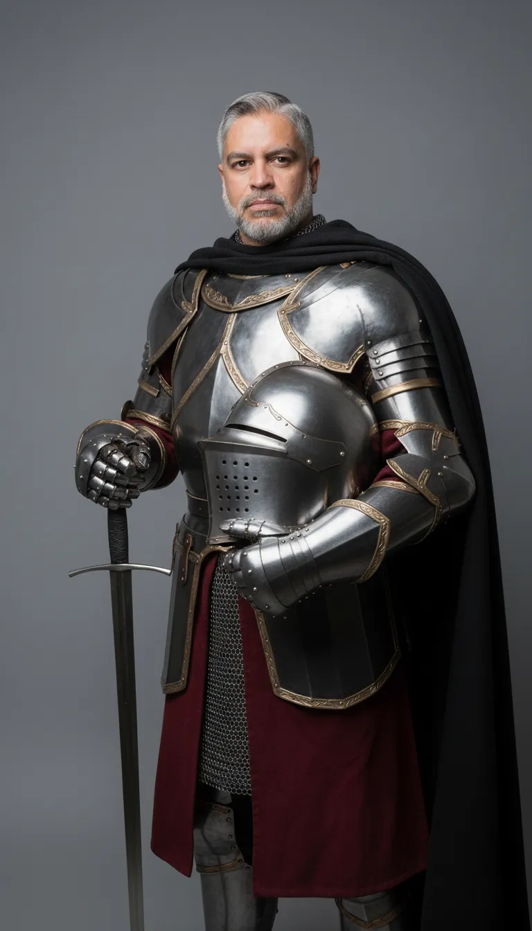 Medieval knight in the studio