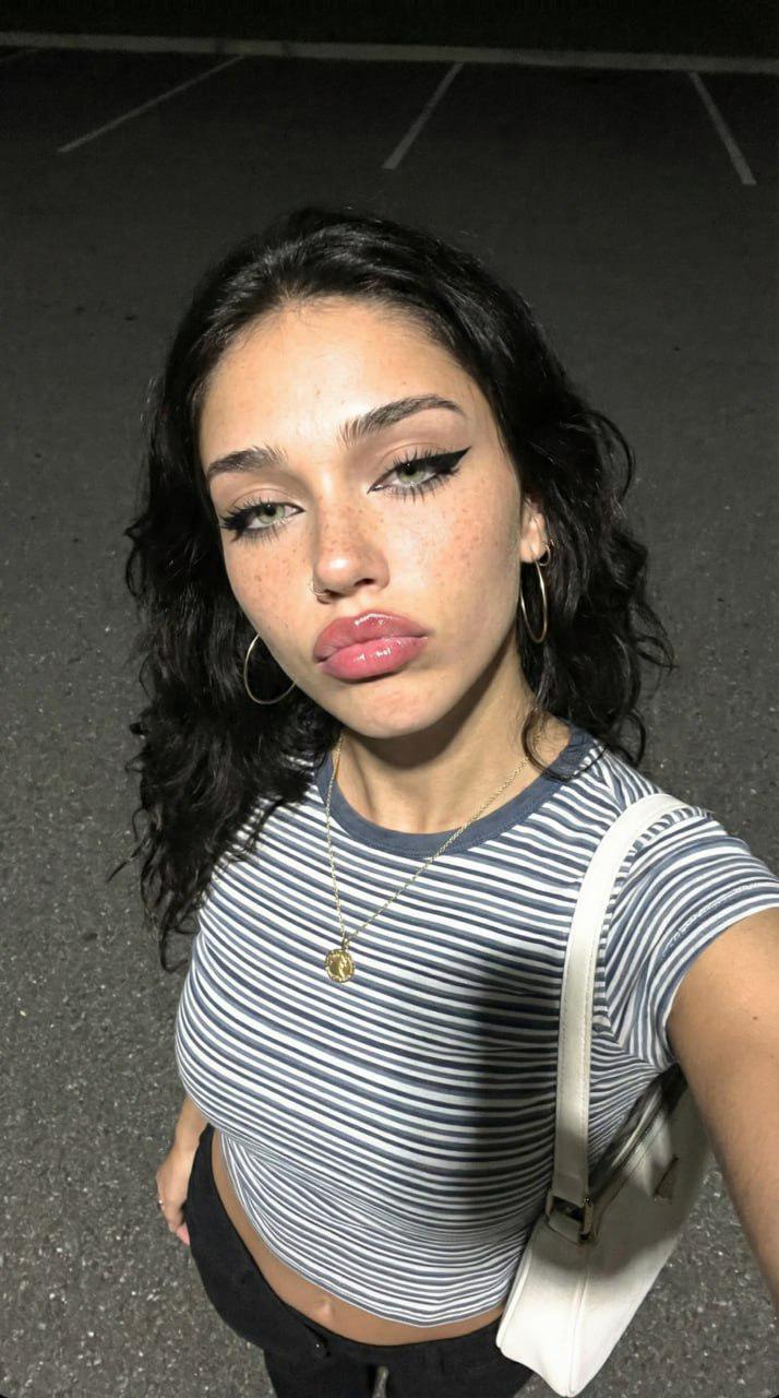 Night Parking Lot Selfie With Striped Ringer Tee