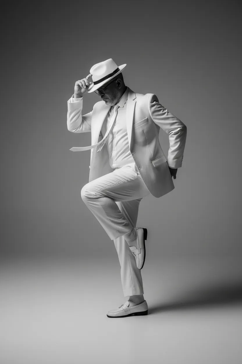 Elegant Dancer In White Studio Portrait