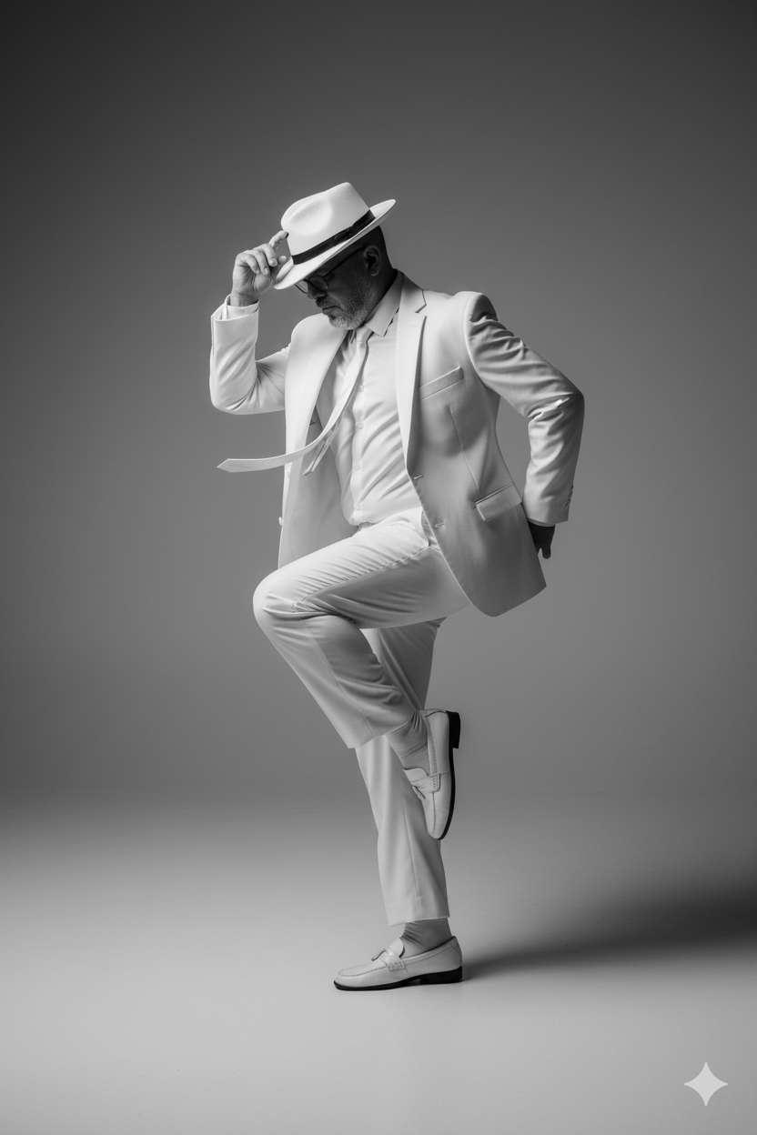 Elegant Dancer In White Studio Portrait
