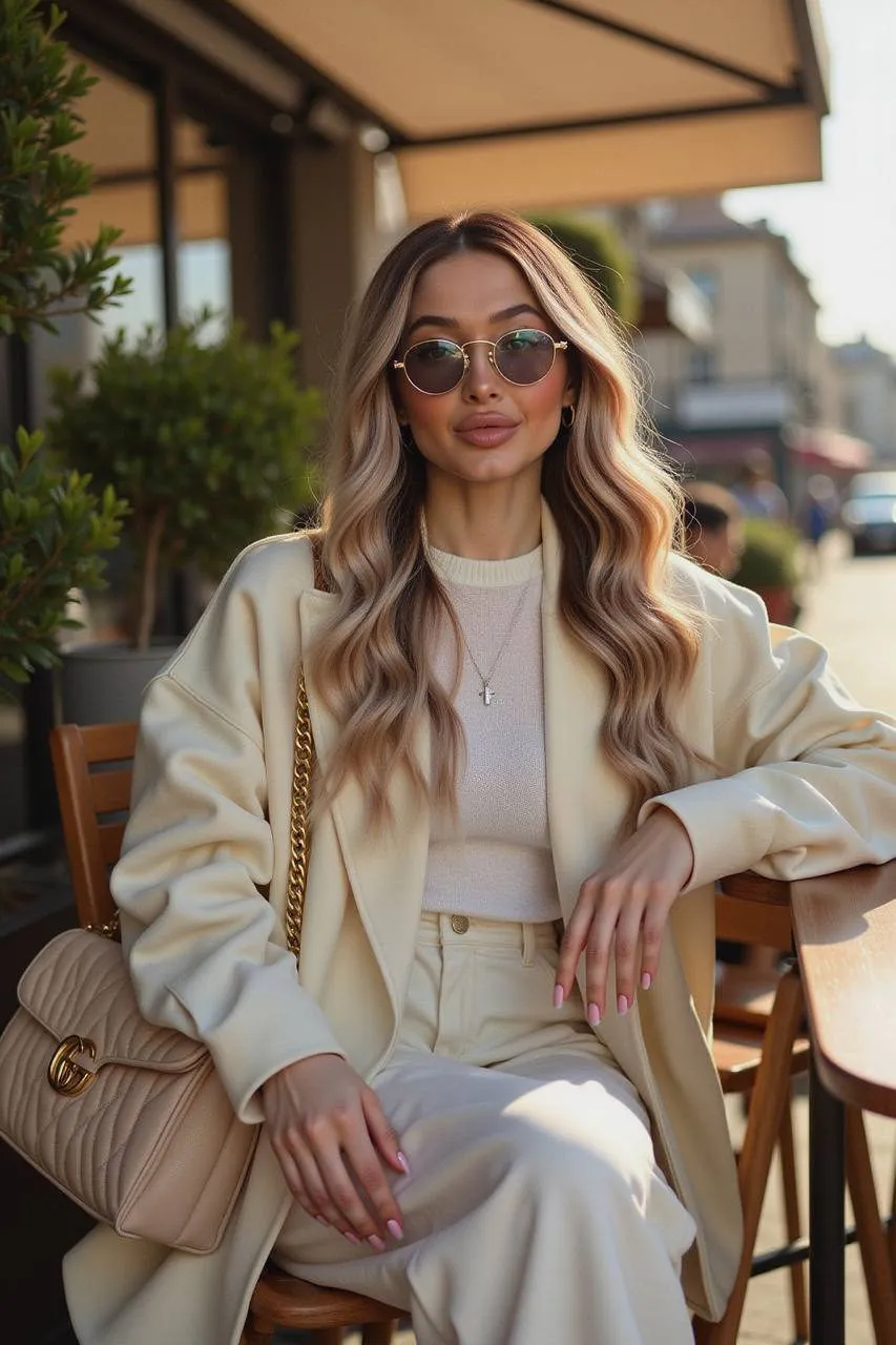 Sunglasses In An Elegant Morning Cafe Portrait