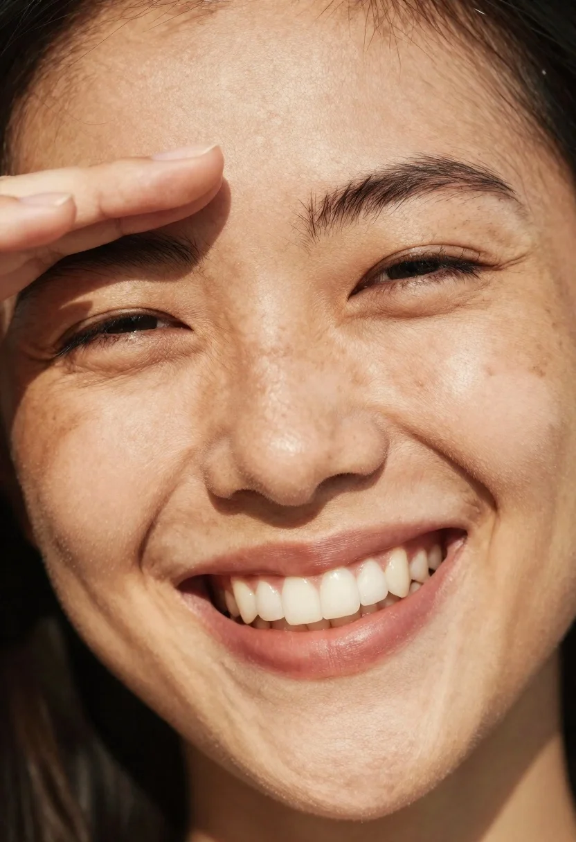 Portrait Photography Woman Smiling Face High Detail Subject Close-up The reference photo