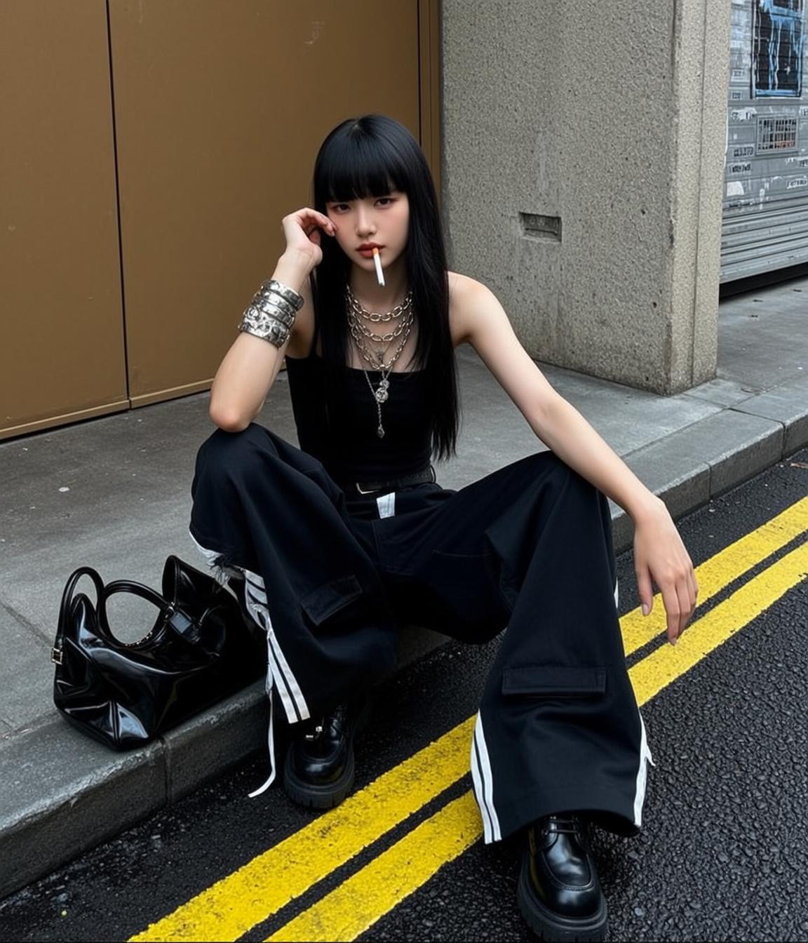 Acubi Young Long Black Bangs Fair Tank
