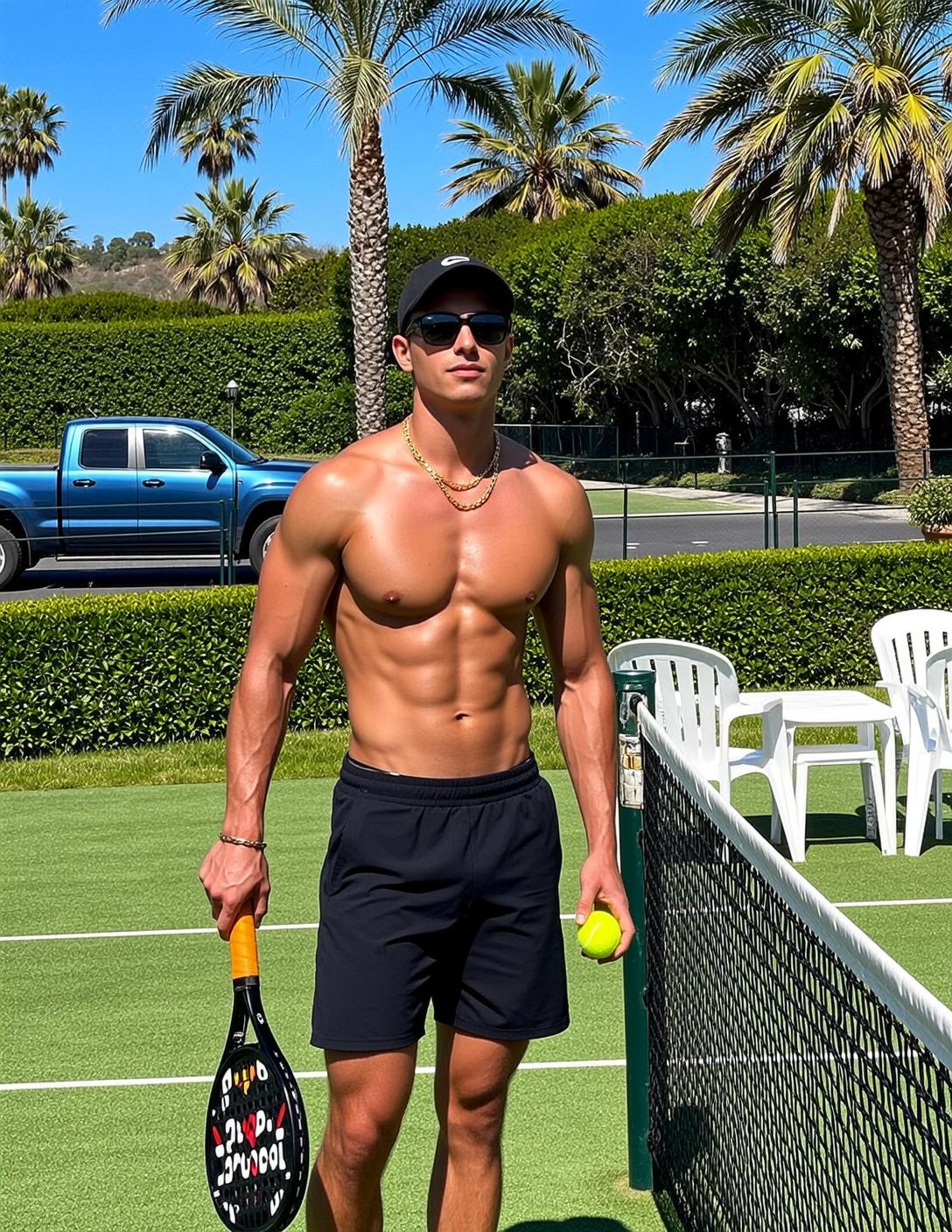 Muscular Short Dark Tanned Black Athletic Shorts