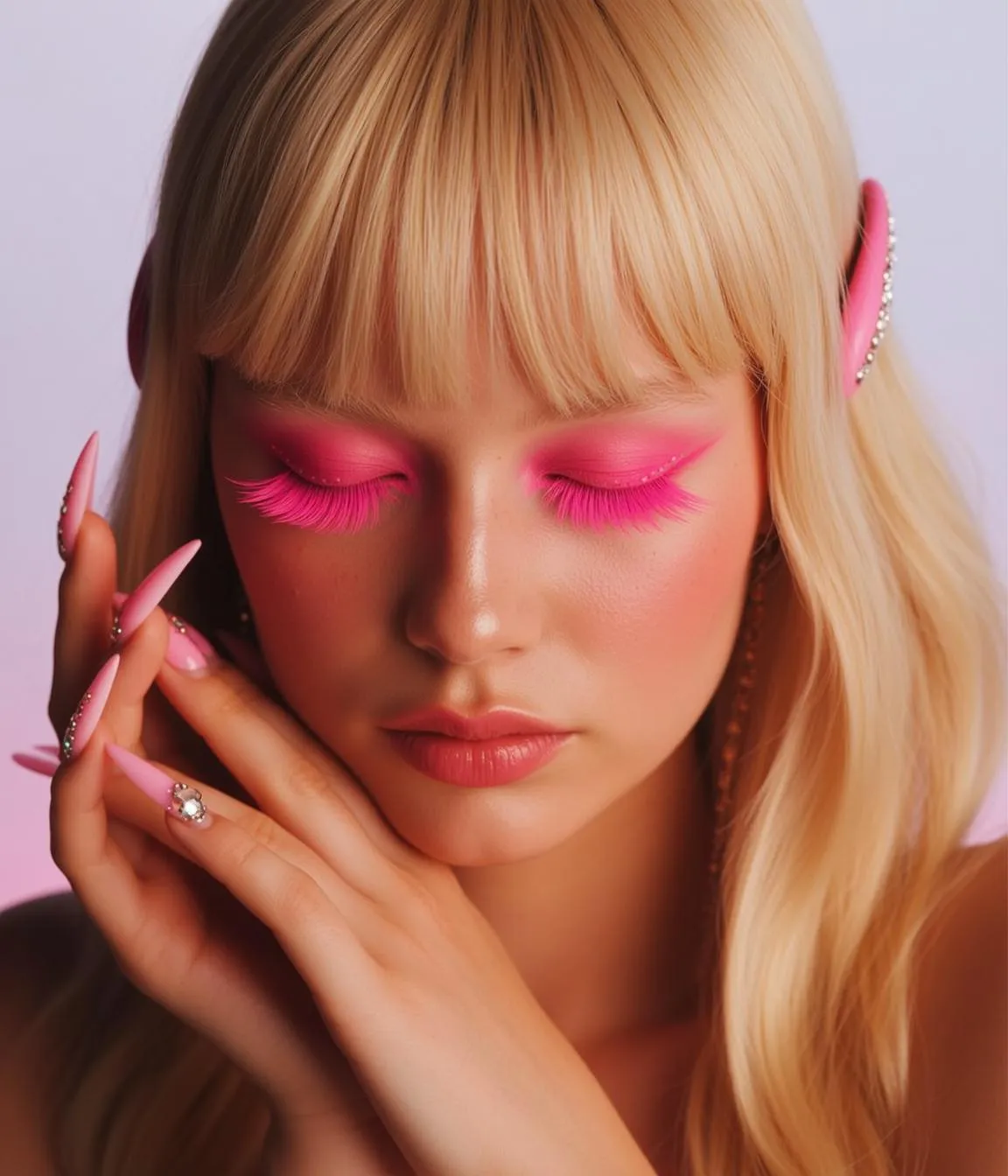Earrings And Manicure In Fashion Portrait
