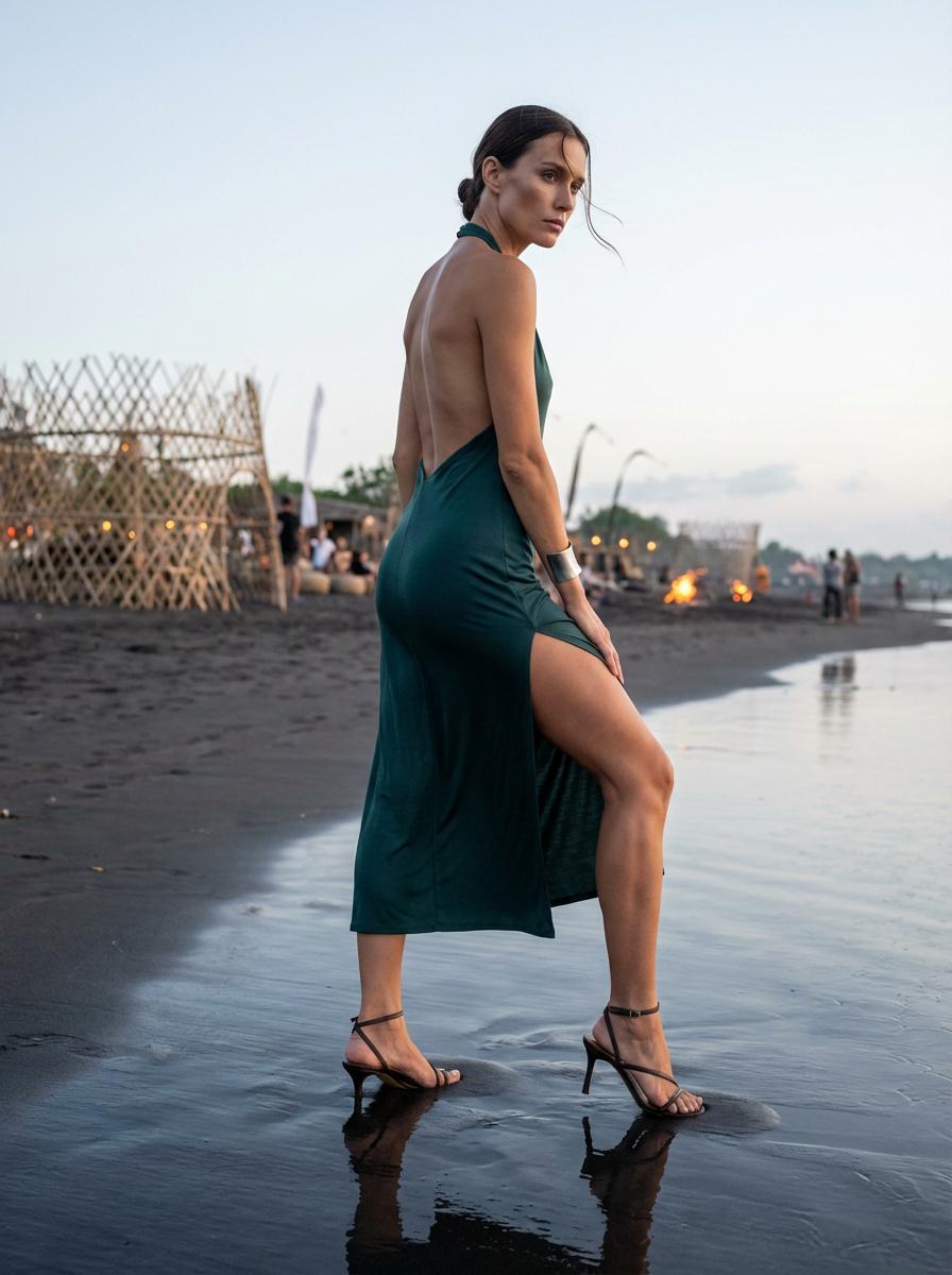 Lombok Coast Bau Nyale Festival First Light Wet Sandbank Pose